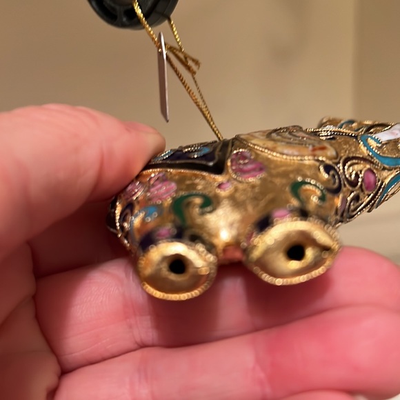 3 Vintage Cloisonné Enameled gold tone metallic Figurine Ornaments, ~3” - Picture 16 of 17